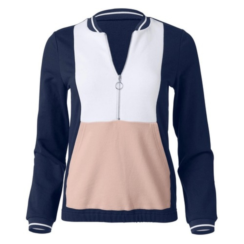 Venus Athleisure Colorblock Full Zip Top Blouse MEDIUM Resortwear Vacation NWT